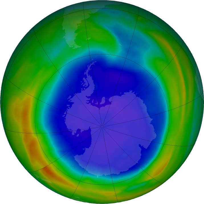 Antarctic ozone map for 13 September 2021